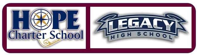 Hope Charter School and Legacy High School logos