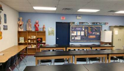 classroom with desks