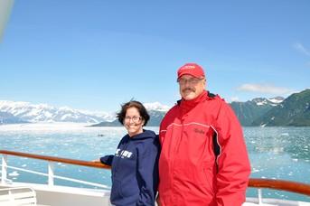 Rhonda and Ken in Alaska viewing Hubbard Glacier.